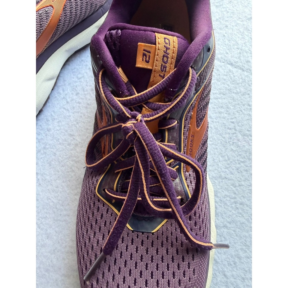 Brooks Ghost 12 Womens Running Shoes Purple Orange Preowned Size 8.5 - Picture 8 of 9